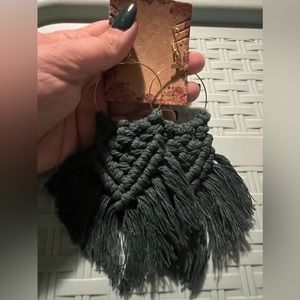 Macrame Earrings-Peacock Green